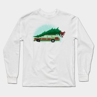Christmas vacation station wagon with tree Long Sleeve T-Shirt